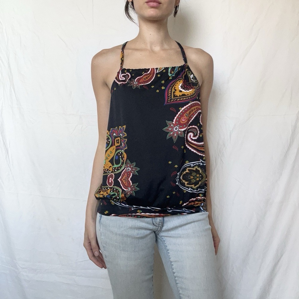 2000s Floral Paisley Tank Top Whimsy Festival Rave Boho
